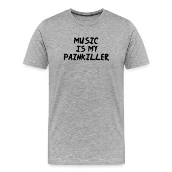 La musique est mon analgésique - T-shirt bio Premium Homme - gris chiné - Devant - Damien (186cm)