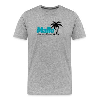 Malle Palmen Strand Vibe - türkis 2026 - Männer Premium Bio T-Shirt - Grau meliert - Vorne - Damien (186cm)