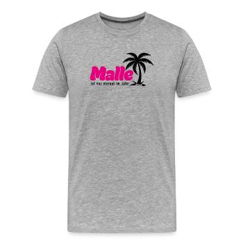 Malle ist nur einmal im Jahr 2026 - pink - Männer Premium Bio T-Shirt - Grau meliert - Vorne - Damien (186cm)