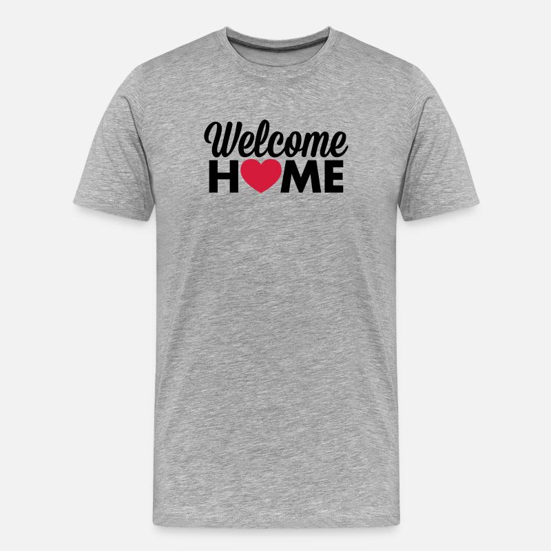 Willkommen zu Hause Herz - Männer Premium Bio T-Shirt - Grau meliert