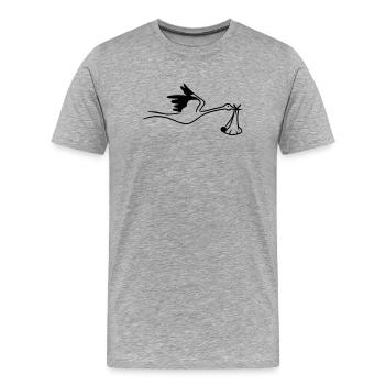 Storch mit Baby - Männer Premium Bio T-Shirt - Grau meliert - Vorne - Damien (186cm)