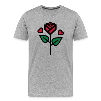 Valentine's Rose with heart - Men's Premium Organic T-Shirt - heather grey - Front - Damien (186cm)