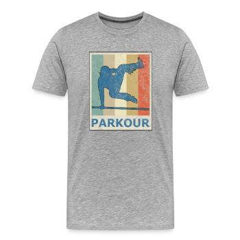 Vintage Retro Style Le Parkour Freerunning Sport - Men's Premium Organic T-Shirt - heather grey - Front - Damien (186cm)