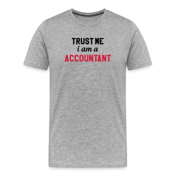 comptable / comptabilité / argent / Finance / Euro - T-shirt bio Premium Homme - gris chiné - Devant - Damien (186cm)