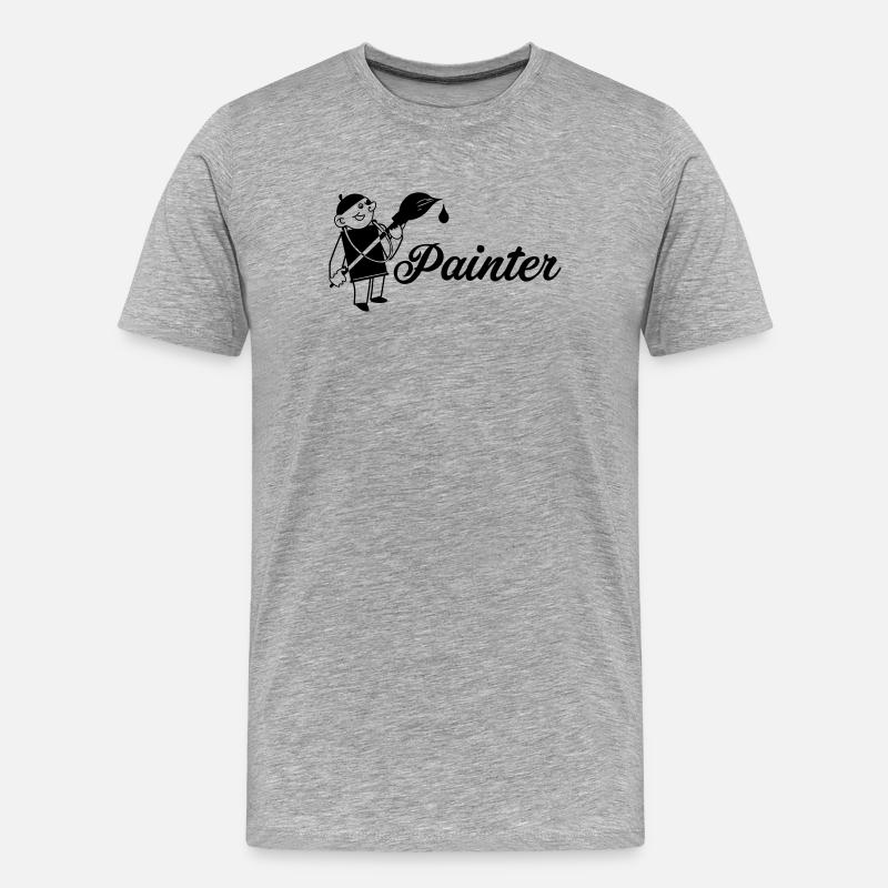 Maler mit Pinsel Text painter - Männer Premium Bio T-Shirt - Grau meliert