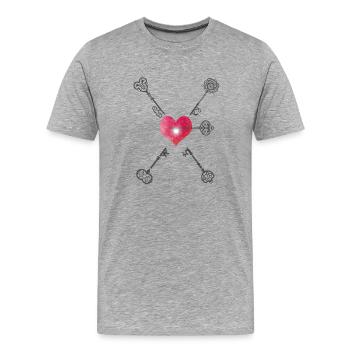La clé de mon cœur - T-shirt bio Premium Homme - gris chiné - Devant - Damien (186cm)