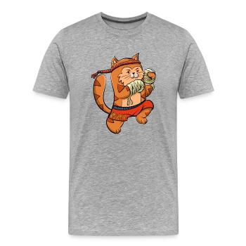 Muay Thai Boxing Kitten - Männer Premium Bio T-Shirt - Grau meliert - Vorne - Damien (186cm)