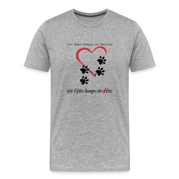 Vier Pfoten bewegen das Herz *Hund & Katze* - Männer Premium Bio T-Shirt - Grau meliert - Vorne - Damien (186cm)