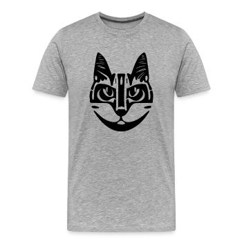 Illustration d’un portrait de chat, vecteur - T-shirt bio Premium Homme - gris chiné - Devant - Damien (186cm)