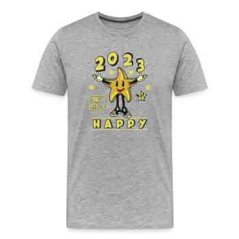 Happy New Year 2023- Retro Star - Men's Premium Organic T-Shirt - heather grey - Front - Damien (186cm)