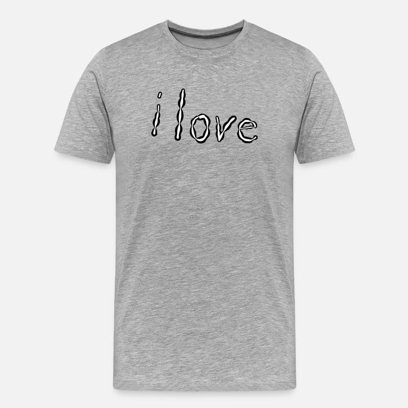 Ich liebe - Männer Premium Bio T-Shirt - Grau meliert