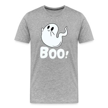 Boo Geist - Männer Premium Bio T-Shirt - Grau meliert - Vorne - Damien (186cm)