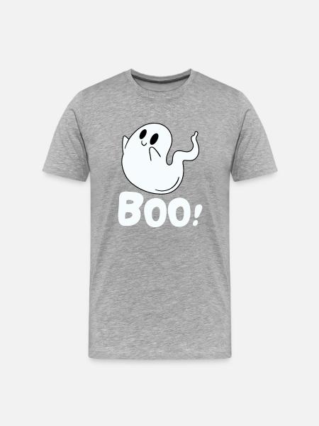 Boo Geist - Männer Premium Bio T-Shirt - Grau meliert