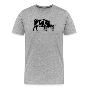 Kuh / Rind / Vieh / Cow - Männer Premium Bio T-Shirt - Grau meliert - Vorne - Damien (186cm)
