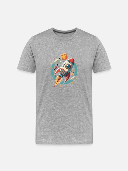 RAKETE IM WELTRAUM - Männer Premium Bio T-Shirt - Grau meliert