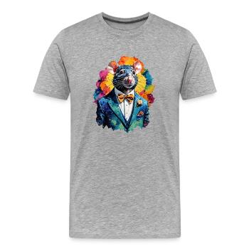 Rat en costume - T-shirt bio Premium Homme - gris chiné - Devant - Damien (186cm)