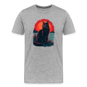cat in the dark - T-shirt bio Premium Homme - gris chiné - Devant - Damien (186cm)