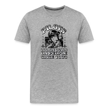 Hangar de planeur de pilote à moteur d’ULM - T-shirt bio Premium Homme - gris chiné - Devant - Damien (186cm)