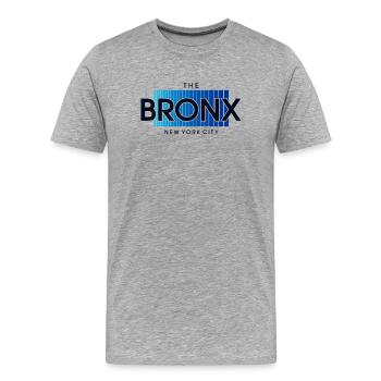 Dégradé de bleu Skyline du Bronx - T-shirt bio Premium Homme - gris chiné - Devant - Damien (186cm)