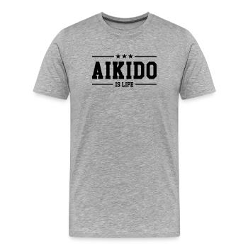 Aikido ist das Leben! - Männer Premium Bio T-Shirt - Grau meliert - Vorne - Damien (186cm)