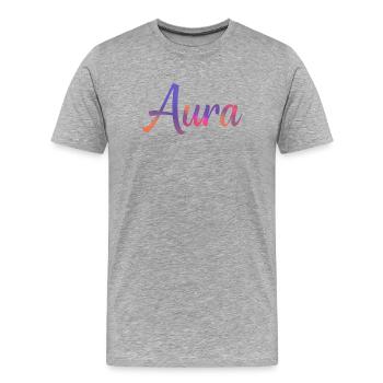 Aura – Modernes, farbenfrohes typografisches Design - Männer Premium Bio T-Shirt - Grau meliert - Vorne - Damien (186cm)