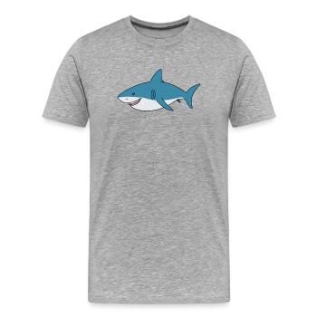Karikaturhai mit breitem Lächeln - Männer Premium Bio T-Shirt - Grau meliert - Vorne - Damien (186cm)