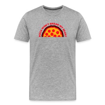 La pizza ne me brisera pas le cœur La nourriture aime l’humour - T-shirt bio Premium Homme - gris chiné - Devant - Damien (186cm)