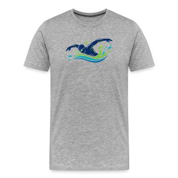 Sport de nageur Motif de héros aquatique - T-shirt bio Premium Homme - gris chiné - Devant - Damien (186cm)
