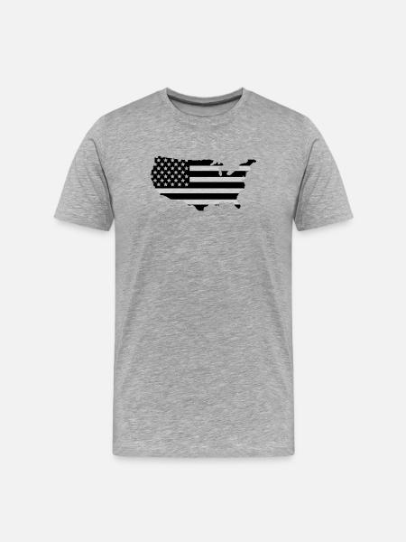 Carte des États-Unis - T-shirt bio Premium Homme - gris chiné