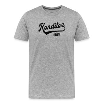 Confiseur 2026 Profession Apprentissage en confiserie Apprenti - T-shirt bio Premium Homme - gris chiné - Devant - Damien (186cm)