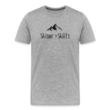 Skitour Design - Skitour besser als Skilift - Männer Premium Bio T-Shirt - Grau meliert - Vorne - Damien (186cm)