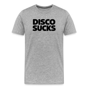 Disco Sucks - Men's Premium Organic T-Shirt - heather grey - Front - Damien (186cm)