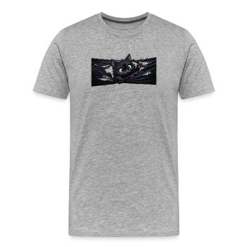 Black cat in the shade - Men's Premium Organic T-Shirt - heather grey - Front - Damien (186cm)