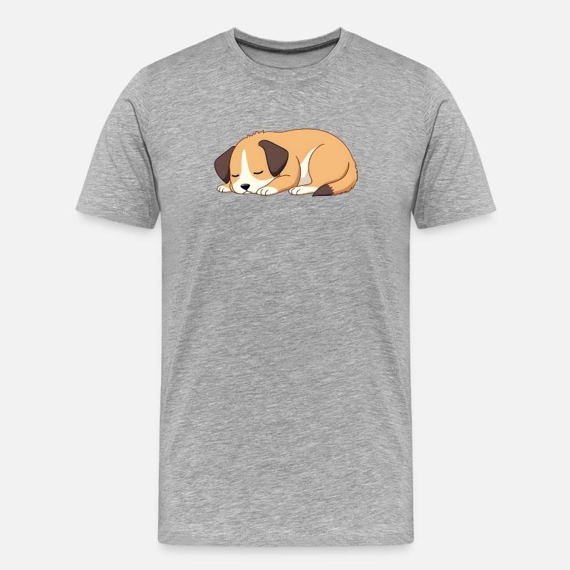 chien endormi - T-shirt bio Premium Homme - gris chiné