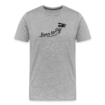 Geboren zum Fliegen - Männer Premium Bio T-Shirt - Grau meliert - Vorne - Damien (186cm)