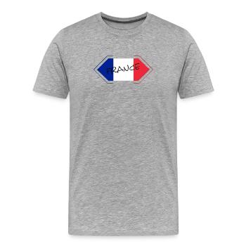 Manuscrit du drapeau français - T-shirt bio Premium Homme - gris chiné - Devant - Damien (186cm)