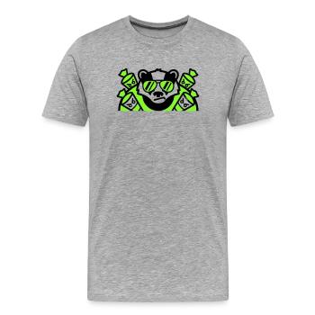 Logo des cornets de sucre blaireaux - T-shirt bio Premium Homme - gris chiné - Devant - Damien (186cm)