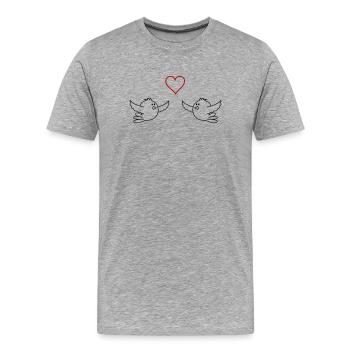 Vögel Verliebt - Männer Premium Bio T-Shirt - Grau meliert - Vorne - Damien (186cm)