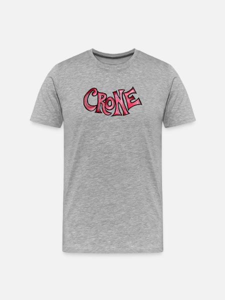 Crone Red Grotesque Text - Männer Premium Bio T-Shirt - Grau meliert