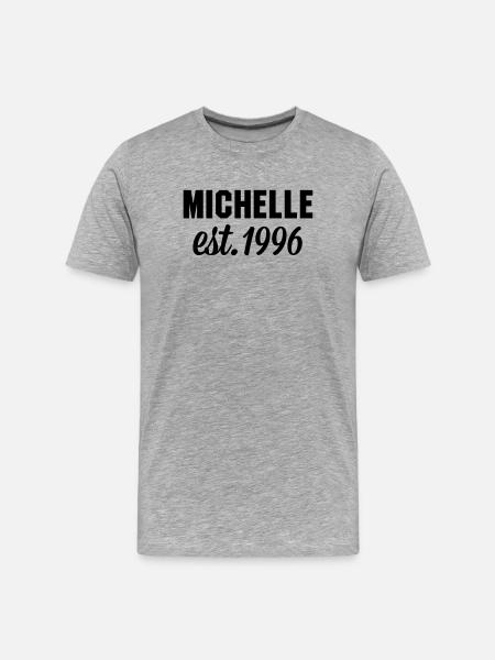 Michelle est 1996 - Männer Premium Bio T-Shirt - Grau meliert