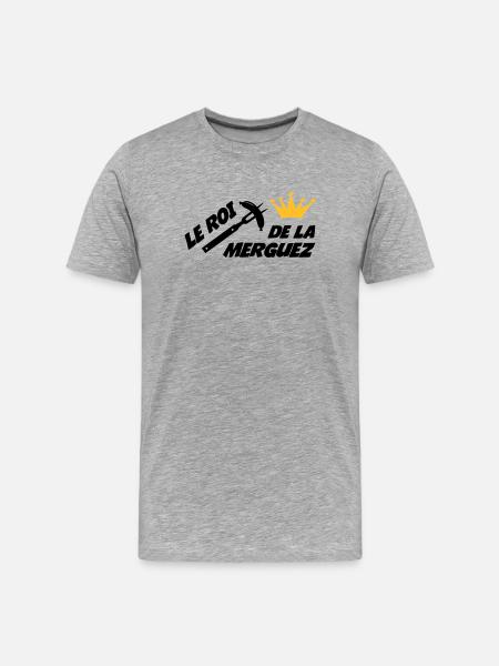 Le Roi de la Merguez ! - T-shirt bio Premium Homme - gris chiné