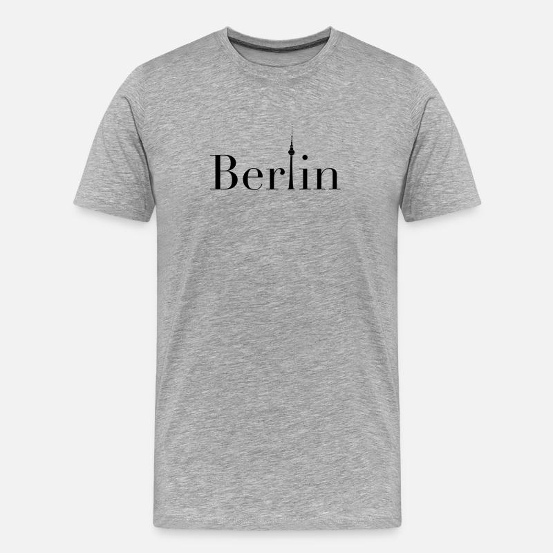 Berlin Logo schwarz - Männer Premium Bio T-Shirt - Grau meliert