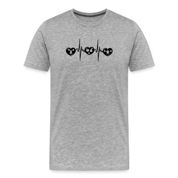 Krafttraining, gesunde Ernährung, Cardio - Männer Premium Bio T-Shirt - Grau meliert - Vorne - Damien (186cm)