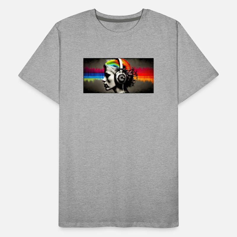 Rainbow Pulse Kopfhörer-Porträt Männer Premium Bio T-Shirt