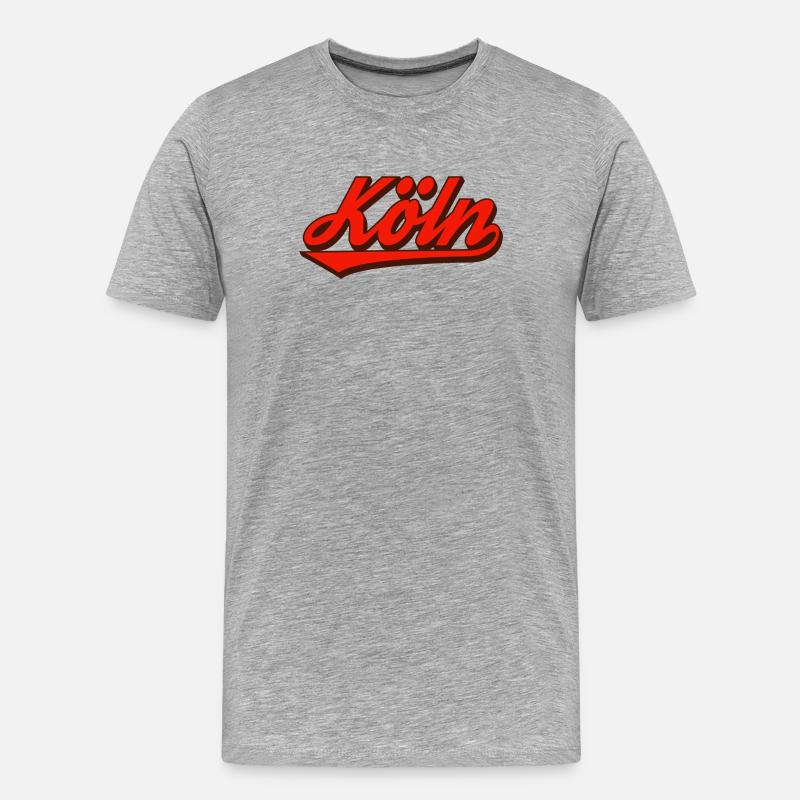 Logo rétro Script de Cologne Rouge - T-shirt bio Premium Homme - gris chiné