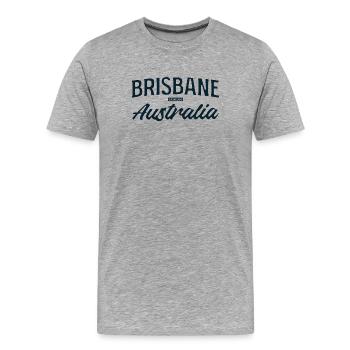 Brisbane Australie Script - T-shirt bio Premium Homme - gris chiné - Devant - Damien (186cm)