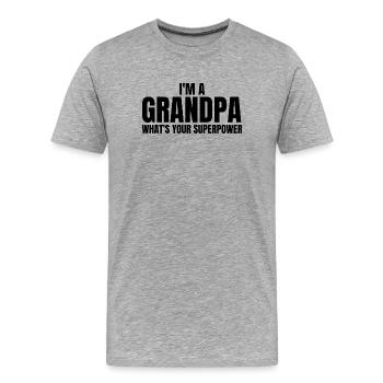 Ich bin Opa - lustige Großvaterzitate - Männer Premium Bio T-Shirt - Grau meliert - Vorne - Damien (186cm)