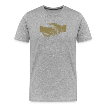 Chien et maître - Silhouette de main et de patte - T-shirt bio Premium Homme - gris chiné - Devant - Damien (186cm)