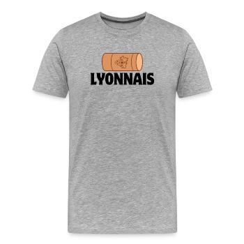 Lyon, bouchon Lyonnais, restaurant - T-shirt bio Premium Homme - gris chiné - Devant - Damien (186cm)