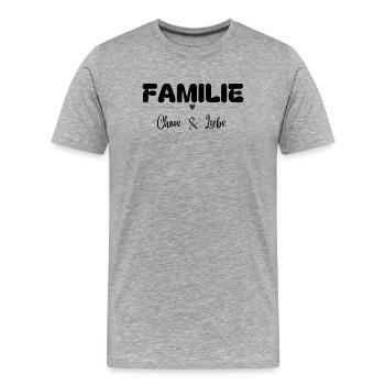L’amour du chaos familial - T-shirt bio Premium Homme - gris chiné - Devant - Damien (186cm)